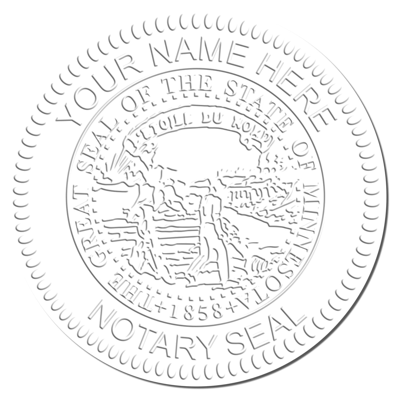 This paper is stamped with a sample imprint of the Minnesota Handheld Notary Seal Embosser, signifying its quality and reliability.