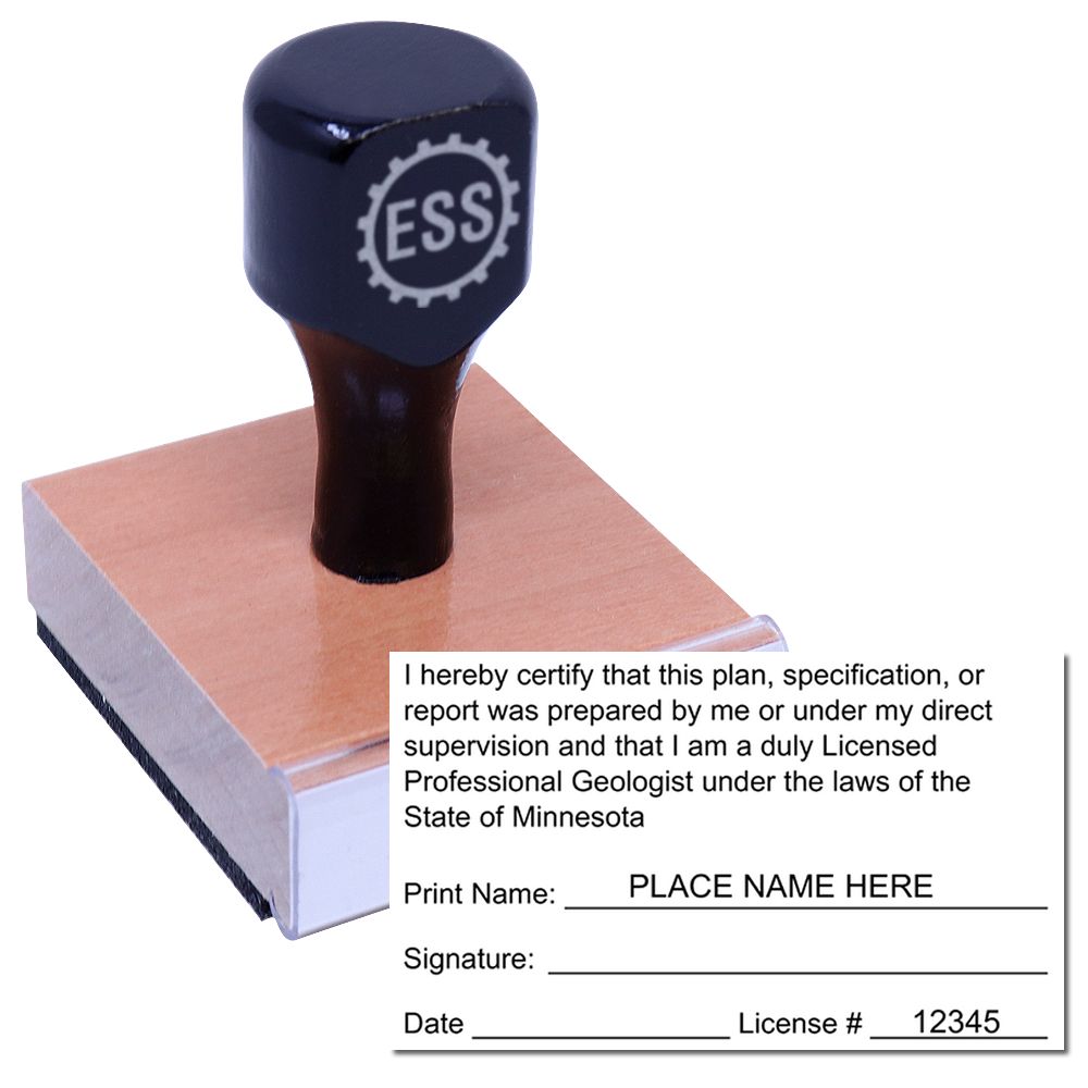 The main image for the Minnesota Professional Geologist Seal Stamp depicting a sample of the imprint and imprint sample
