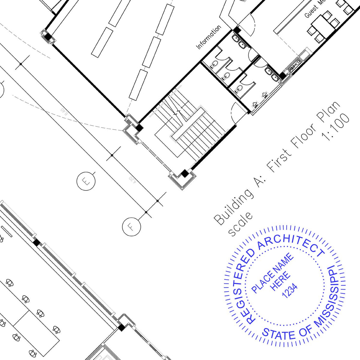 Digital Mississippi Architect Stamp, Electronic Seal for Mississippi Architect Size Overlay