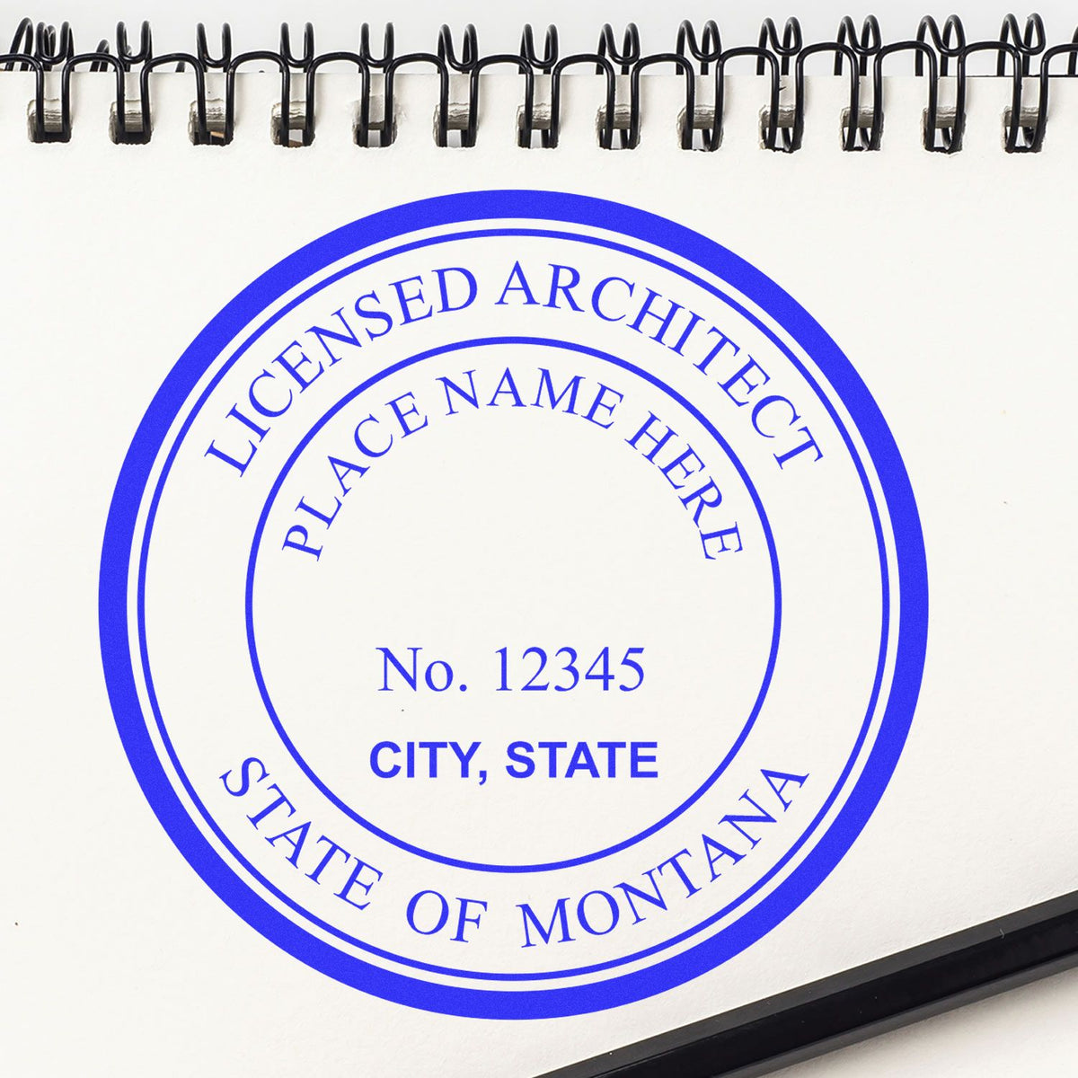 Premium MaxLight Pre-Inked Montana Architectural Stamp Lifestyle Photo