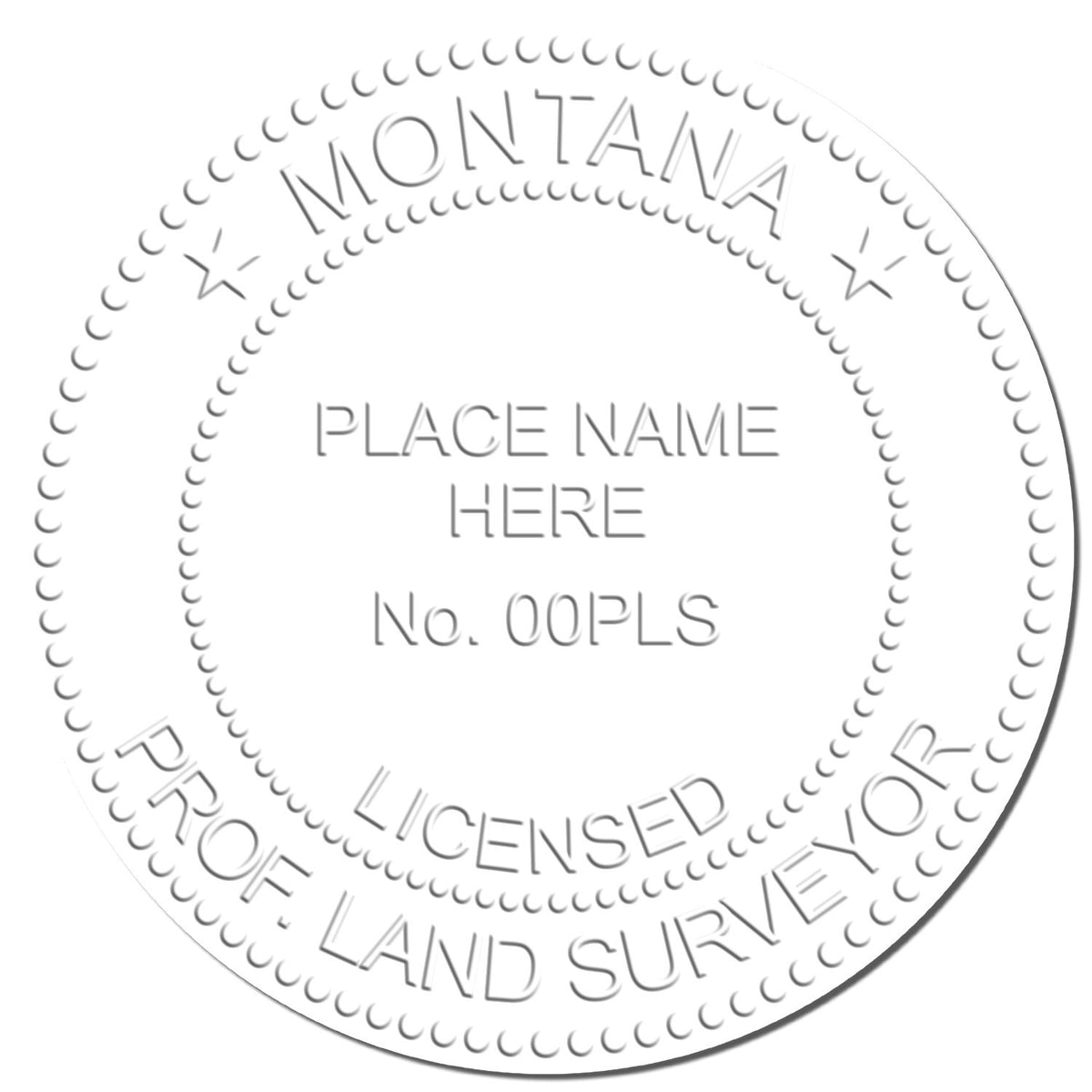 This paper is stamped with a sample imprint of the Heavy Duty Cast Iron Montana Land Surveyor Seal Embosser, signifying its quality and reliability.