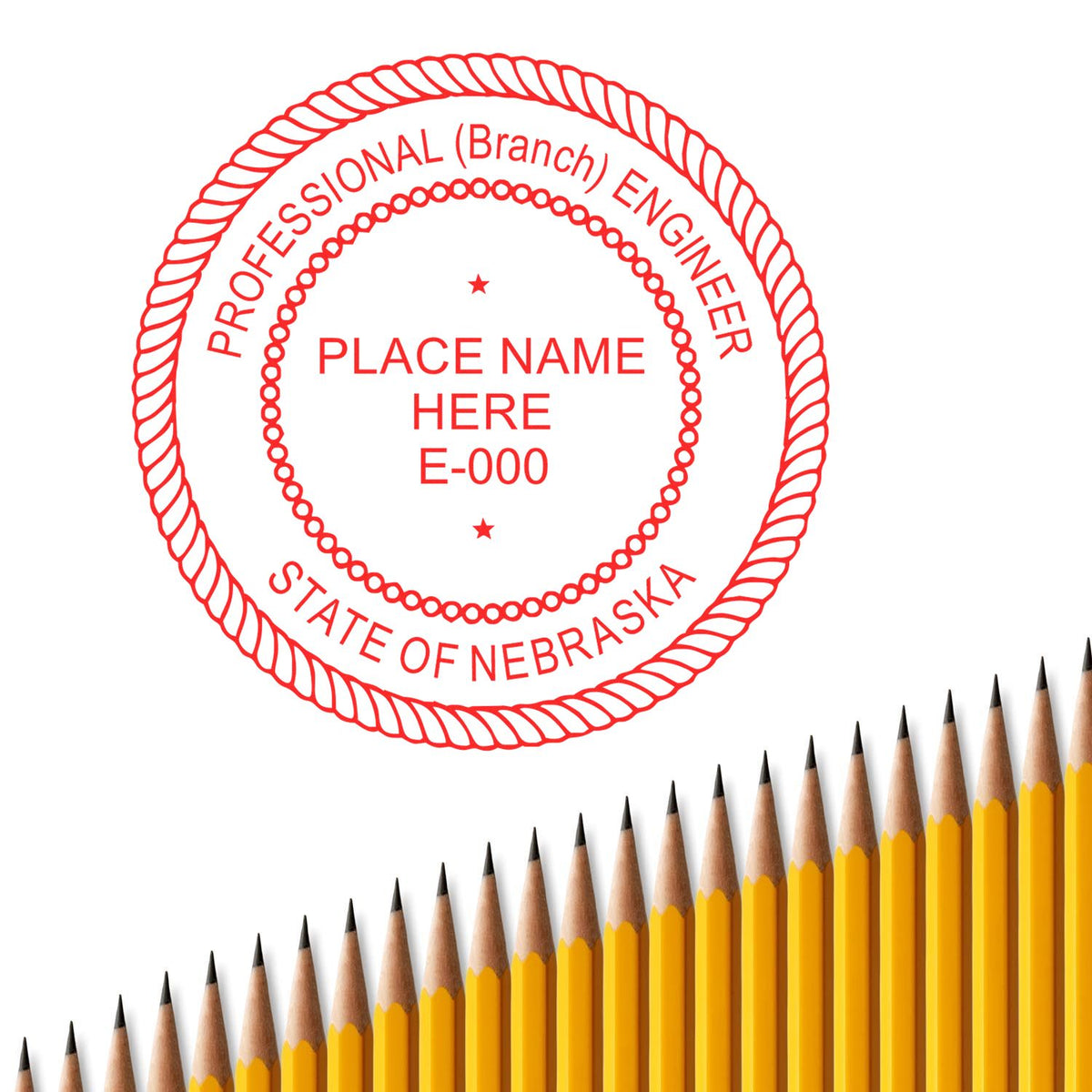 A photograph of the Digital Nebraska PE Stamp and Electronic Seal for Nebraska Engineer stamp impression reveals a vivid, professional image of the on paper.