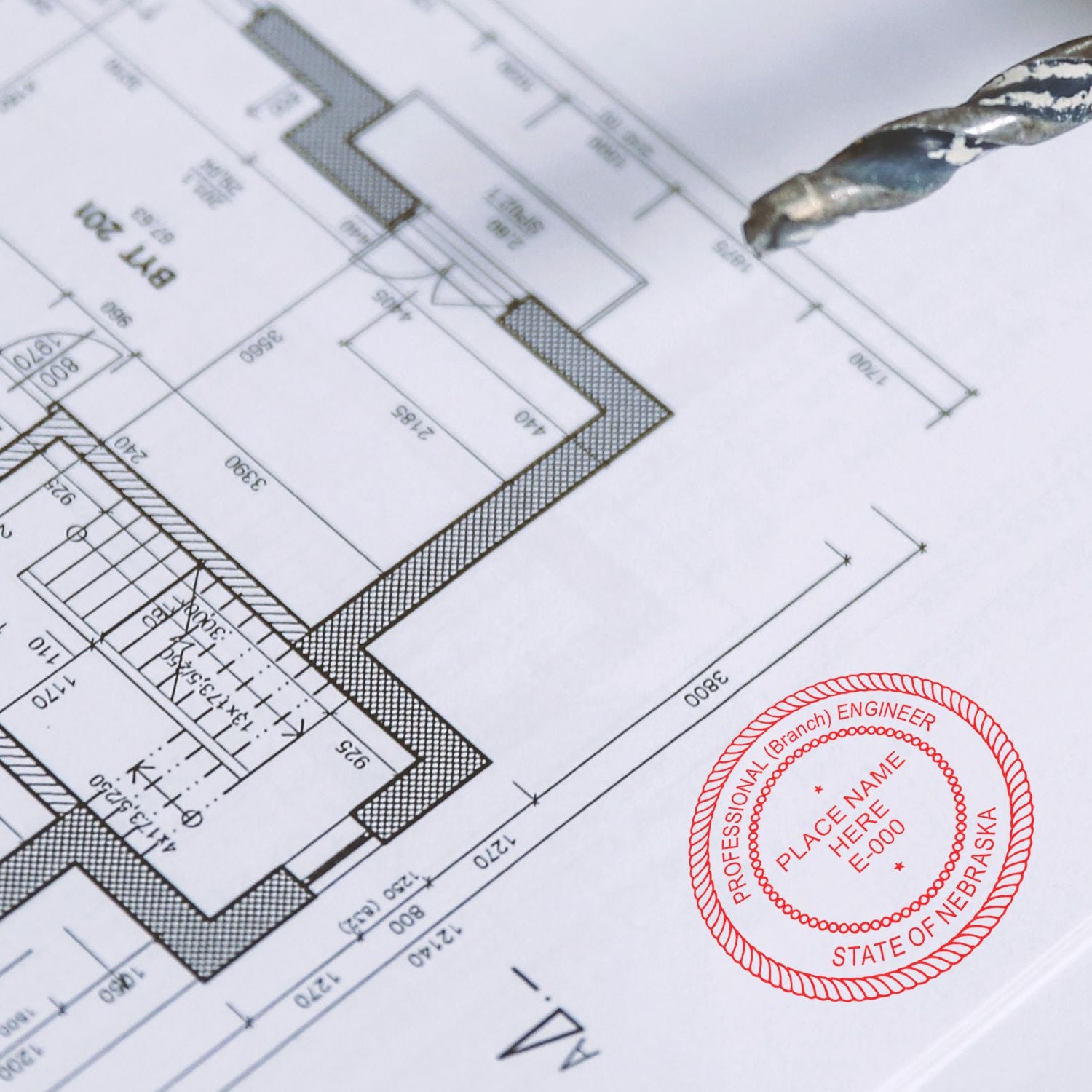 The Nebraska Professional Engineer Seal Stamp stamp impression comes to life with a crisp, detailed photo on paper - showcasing true professional quality.