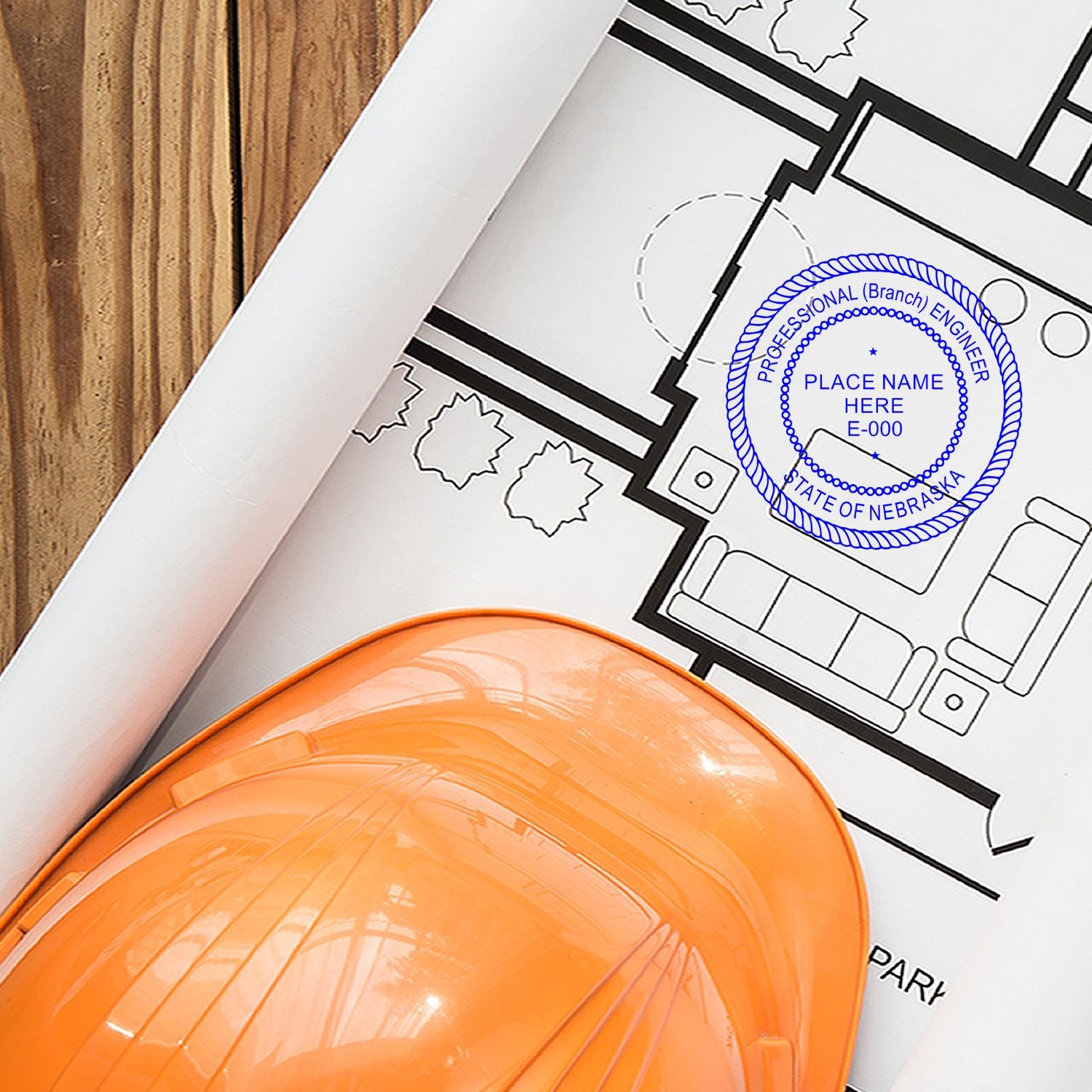 Digital Nebraska PE Stamp and Electronic Seal for Nebraska Engineer in use photo showing a stamped imprint of the Digital Nebraska PE Stamp and Electronic Seal for Nebraska Engineer