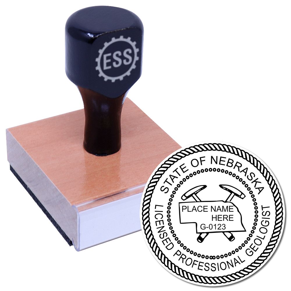 The main image for the Nebraska Professional Geologist Seal Stamp depicting a sample of the imprint and imprint sample