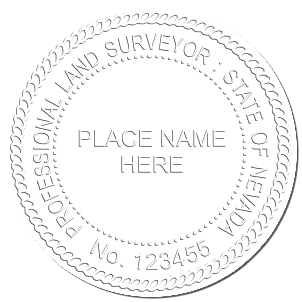 This paper is stamped with a sample imprint of the State of Nevada Soft Land Surveyor Embossing Seal, signifying its quality and reliability.