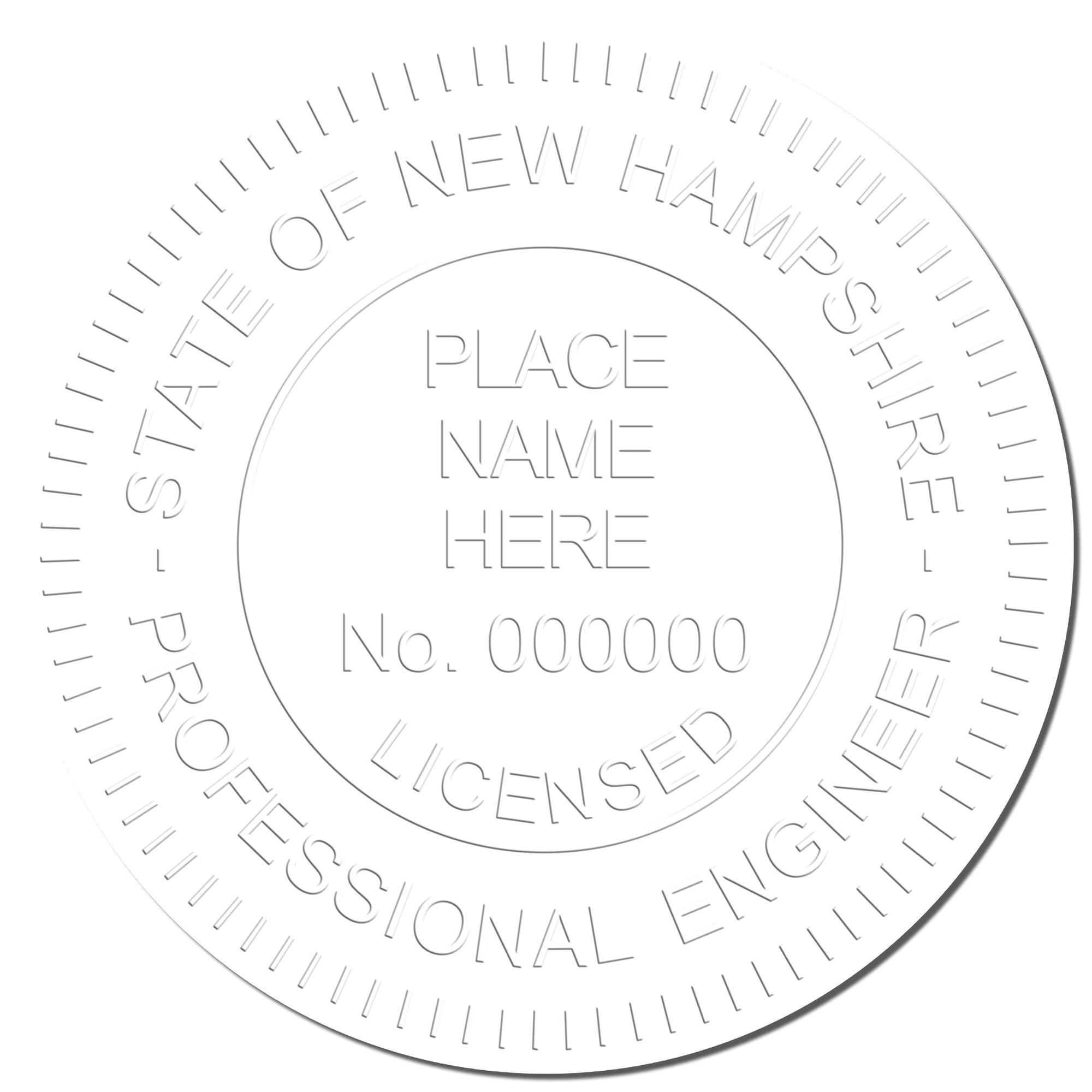 The main image for the New Hampshire Engineer Desk Seal depicting a sample of the imprint and electronic files