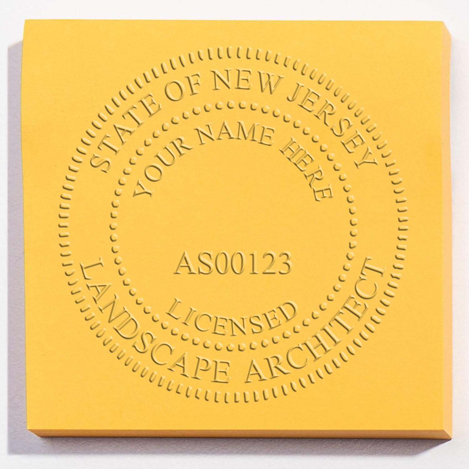 A stamped imprint of the Gift New Jersey Landscape Architect Seal in this stylish lifestyle photo, setting the tone for a unique and personalized product.