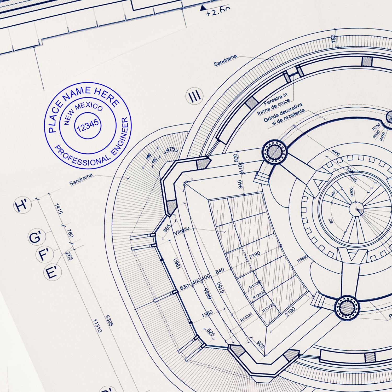 This paper is stamped with a sample imprint of the Digital New Mexico PE Stamp and Electronic Seal for New Mexico Engineer, signifying its quality and reliability.