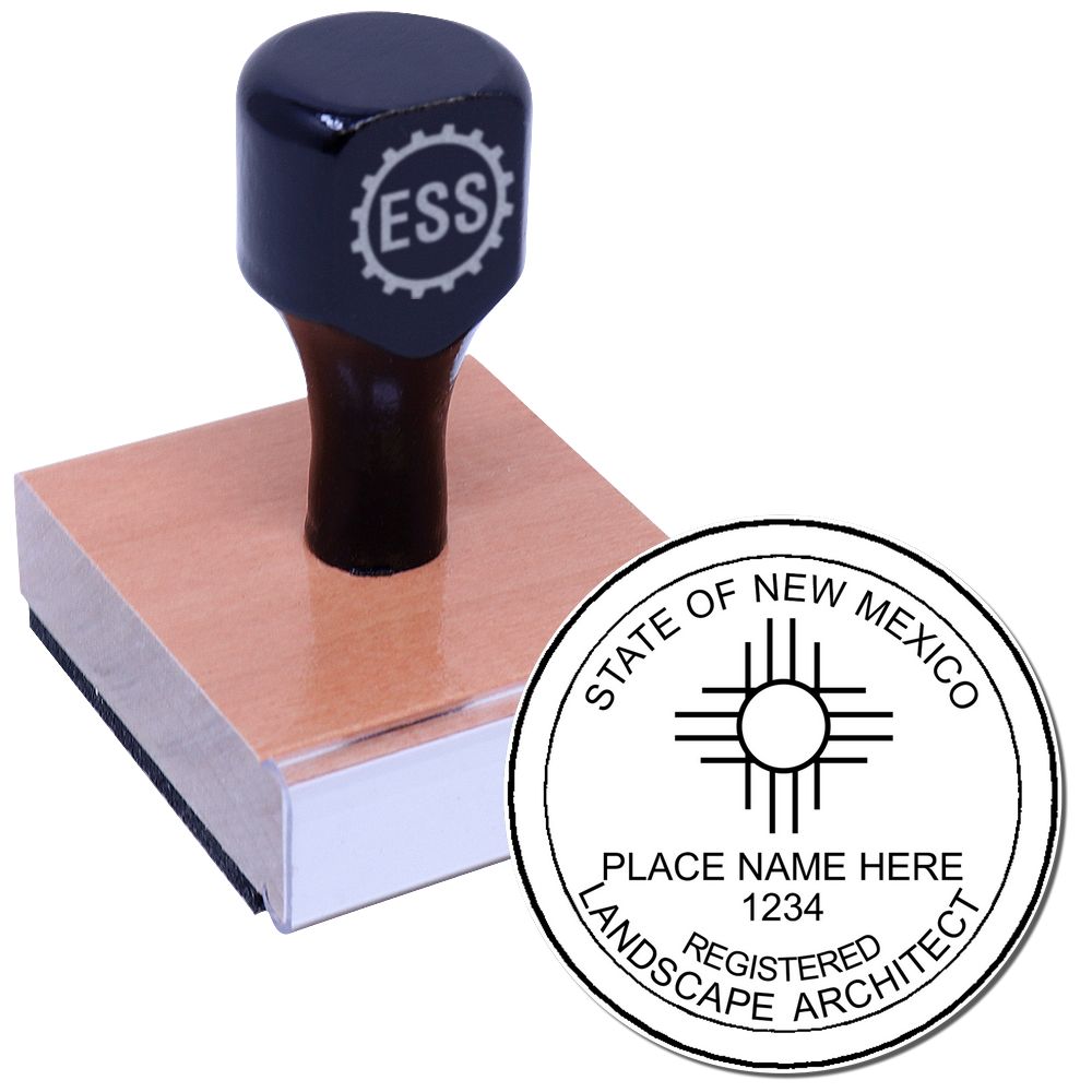 The main image for the New Mexico Landscape Architectural Seal Stamp depicting a sample of the imprint and electronic files