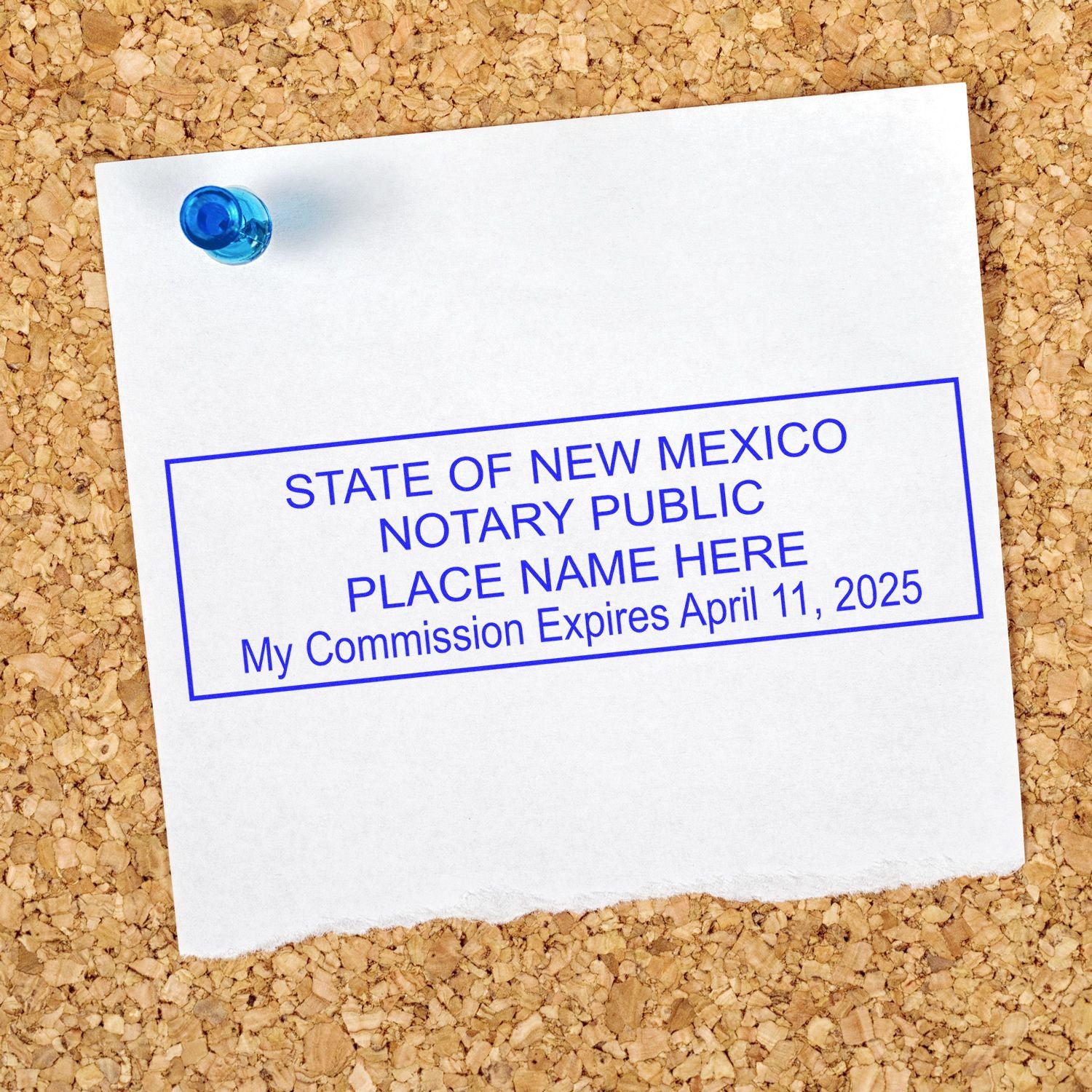 The main image for the Super Slim New Mexico Notary Public Stamp depicting a sample of the imprint and electronic files