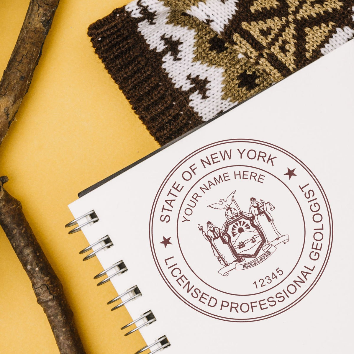 The Self-Inking New York Geologist Stamp stamp impression comes to life with a crisp, detailed image stamped on paper - showcasing true professional quality.