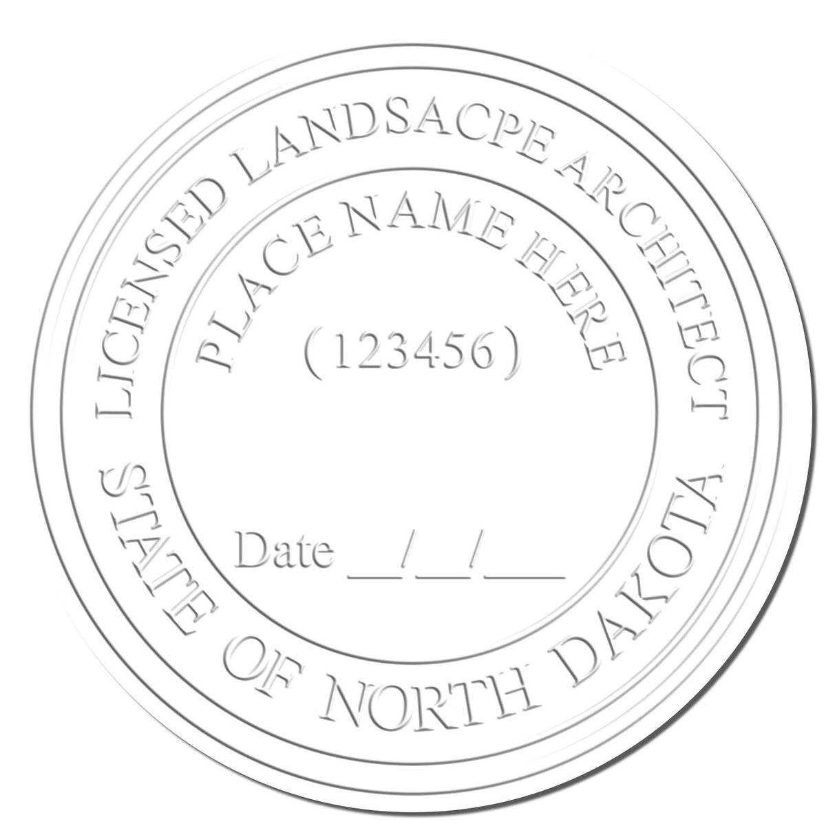 This paper is stamped with a sample imprint of the Hybrid North Dakota Landscape Architect Seal, signifying its quality and reliability.