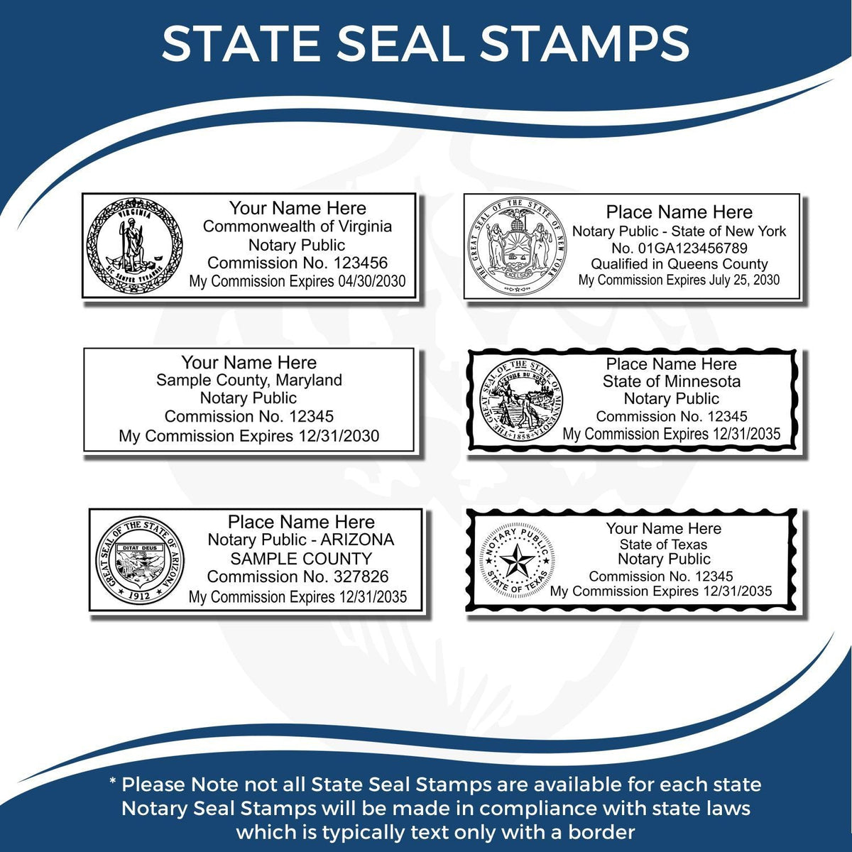 Notary State Seal Stamp 1090 Imprint Samples