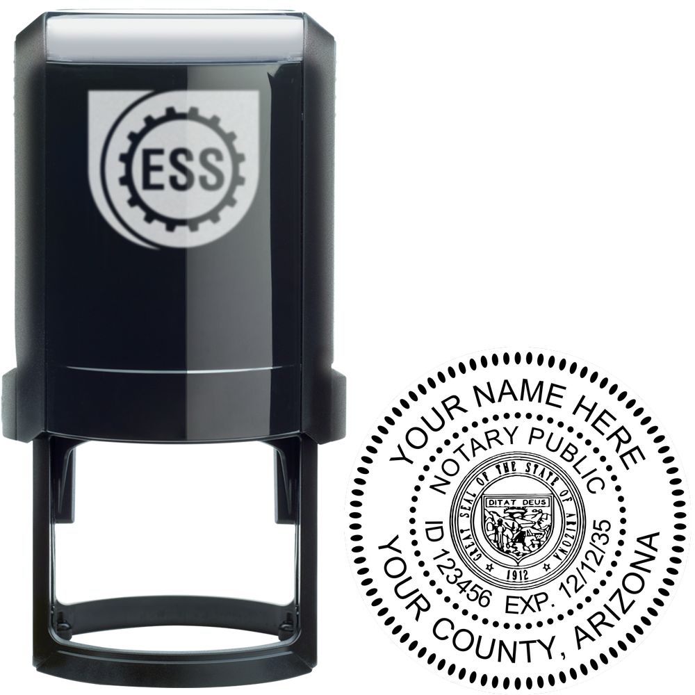 The main image for the Official Self-Inking Arizona Notary Stamp depicting a sample of the imprint and electronic files