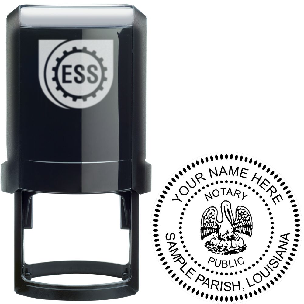 The main image for the Official Self-Inking Louisiana Notary Stamp depicting a sample of the imprint and electronic files