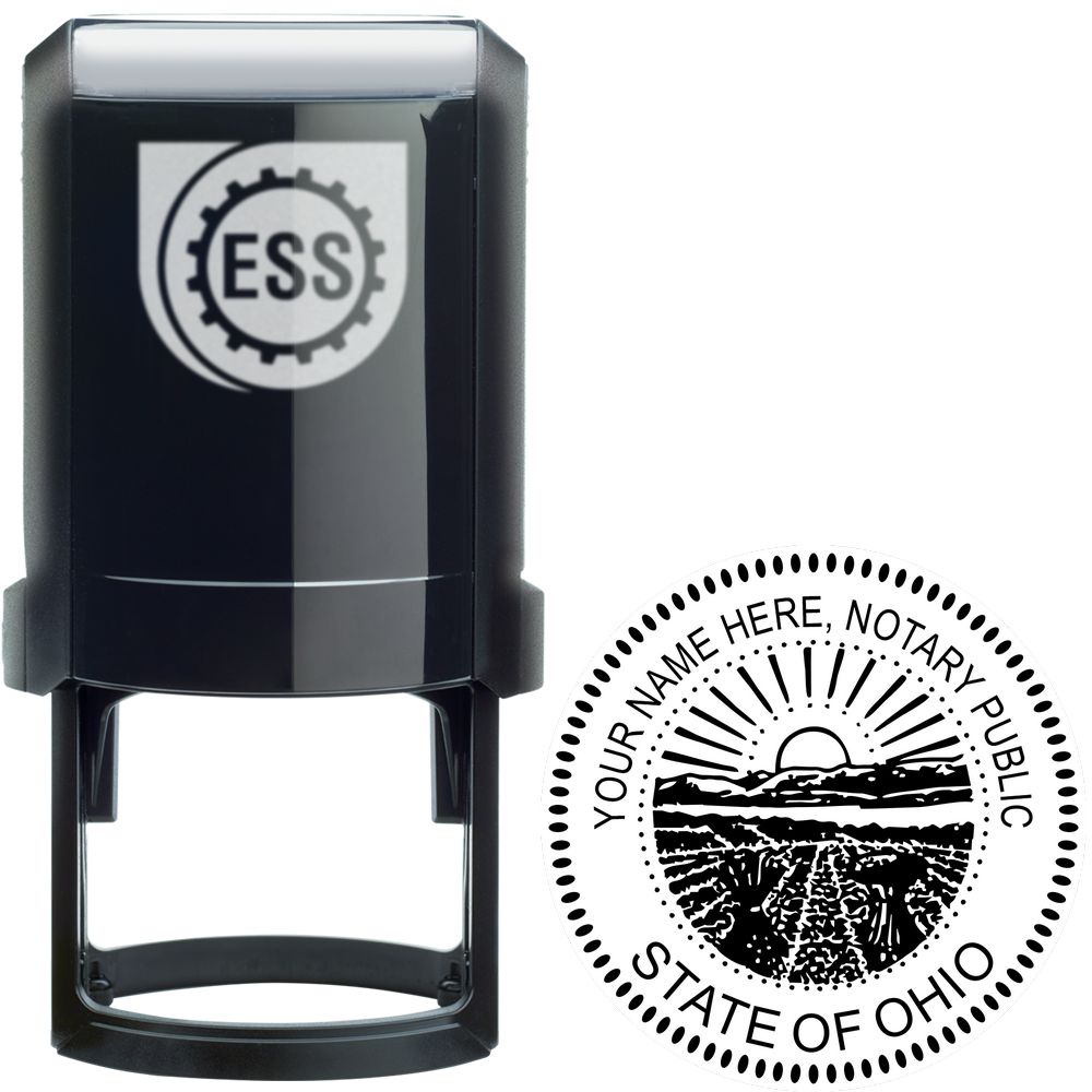 The main image for the Official Self-Inking Ohio Notary Stamp depicting a sample of the imprint and electronic files