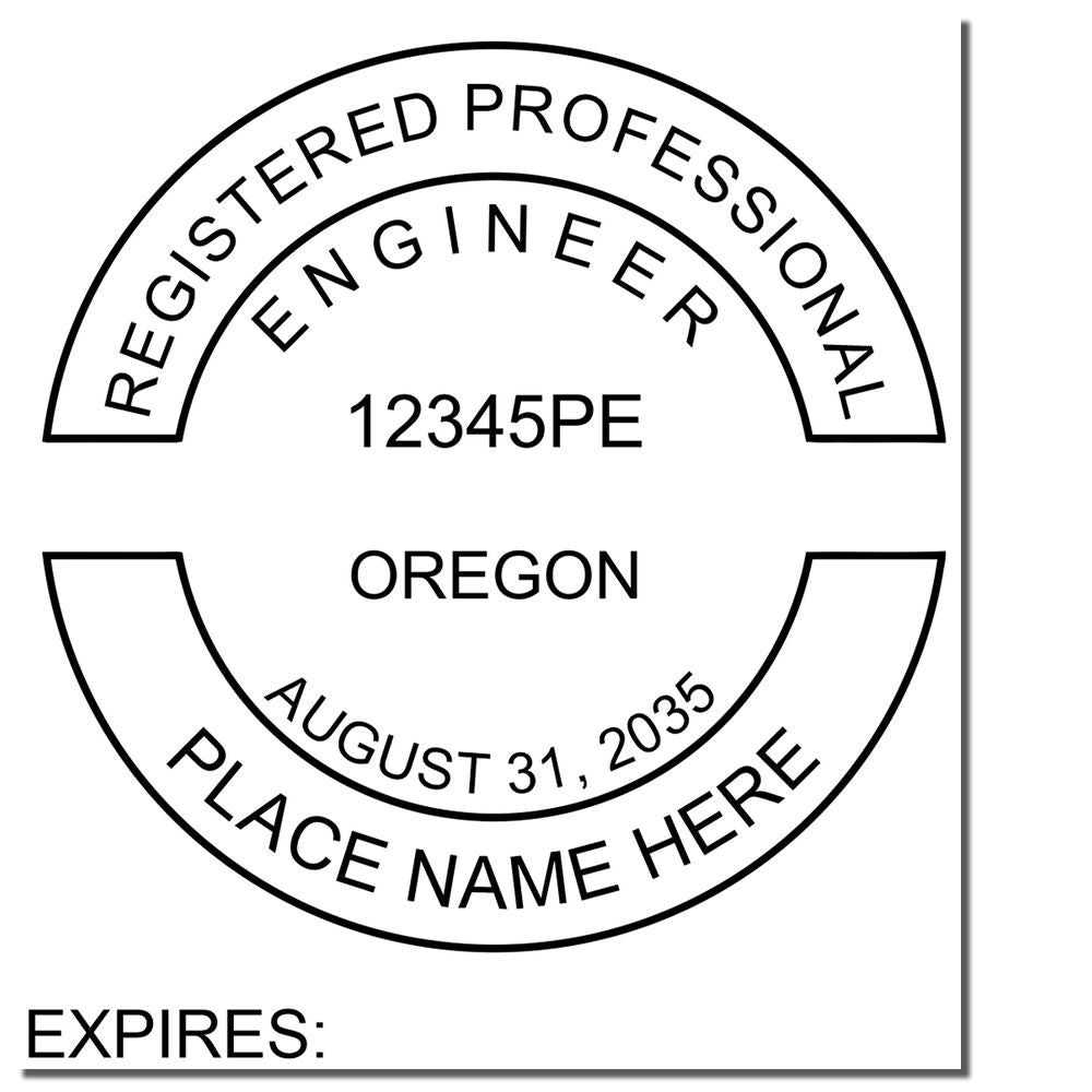 An alternative view of the Digital Oregon PE Stamp and Electronic Seal for Oregon Engineer stamped on a sheet of paper showing the image in use