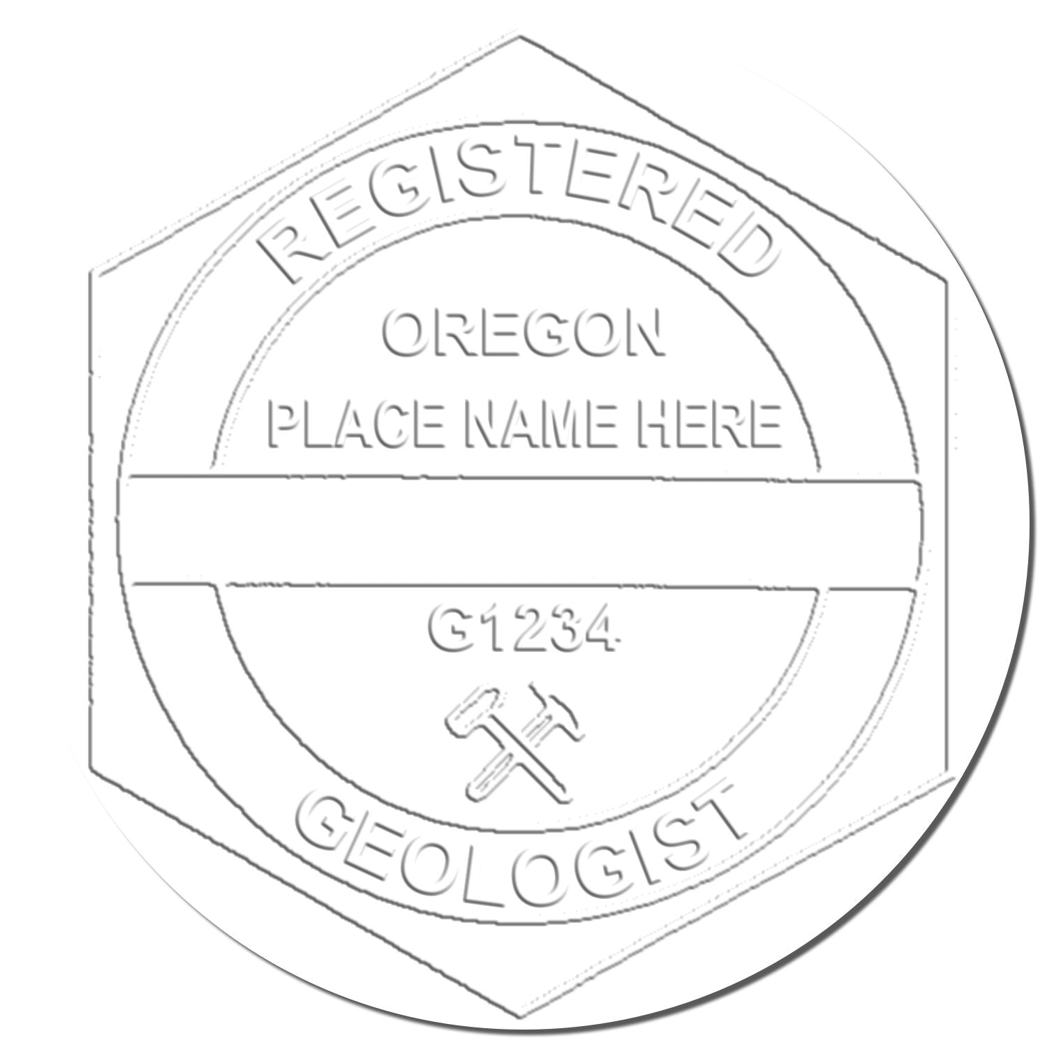 The main image for the Oregon Geologist Desk Seal depicting a sample of the imprint and imprint sample