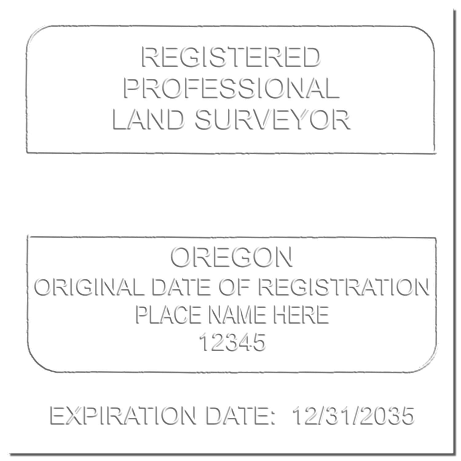 This paper is stamped with a sample imprint of the State of Oregon Soft Land Surveyor Embossing Seal, signifying its quality and reliability.