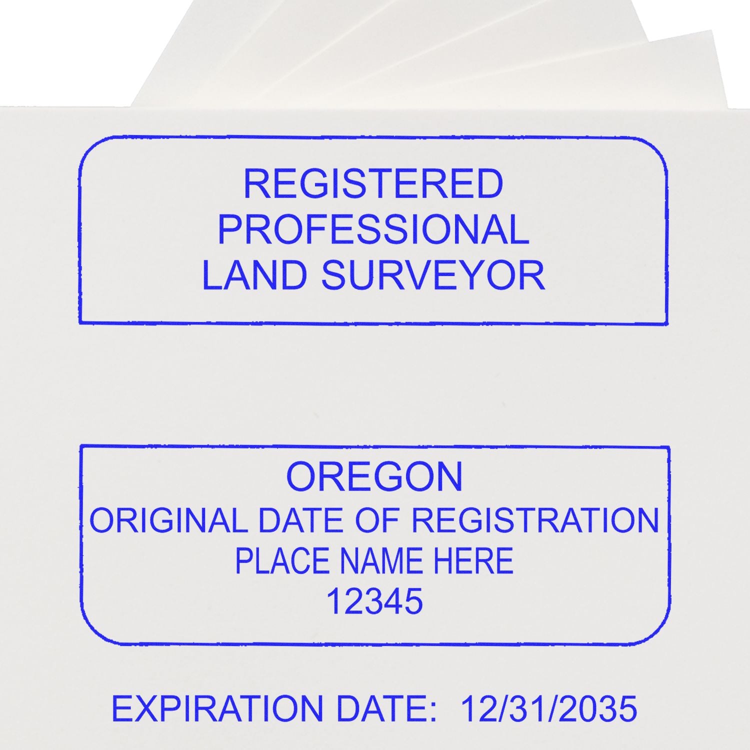 Image of a Digital Oregon Land Surveyor Stamp, Electronic Seal for Oregon Land Surveyor, showing registration details and expiration date.