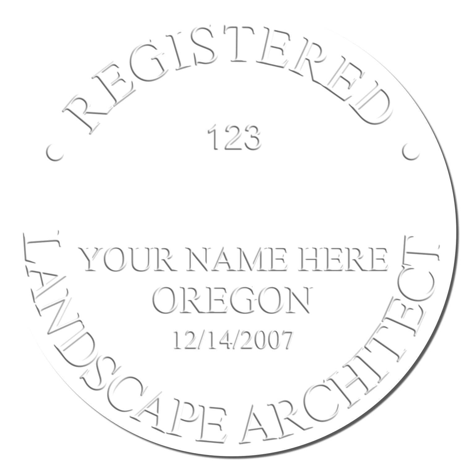 This paper is stamped with a sample imprint of the Gift Oregon Landscape Architect Seal, signifying its quality and reliability.