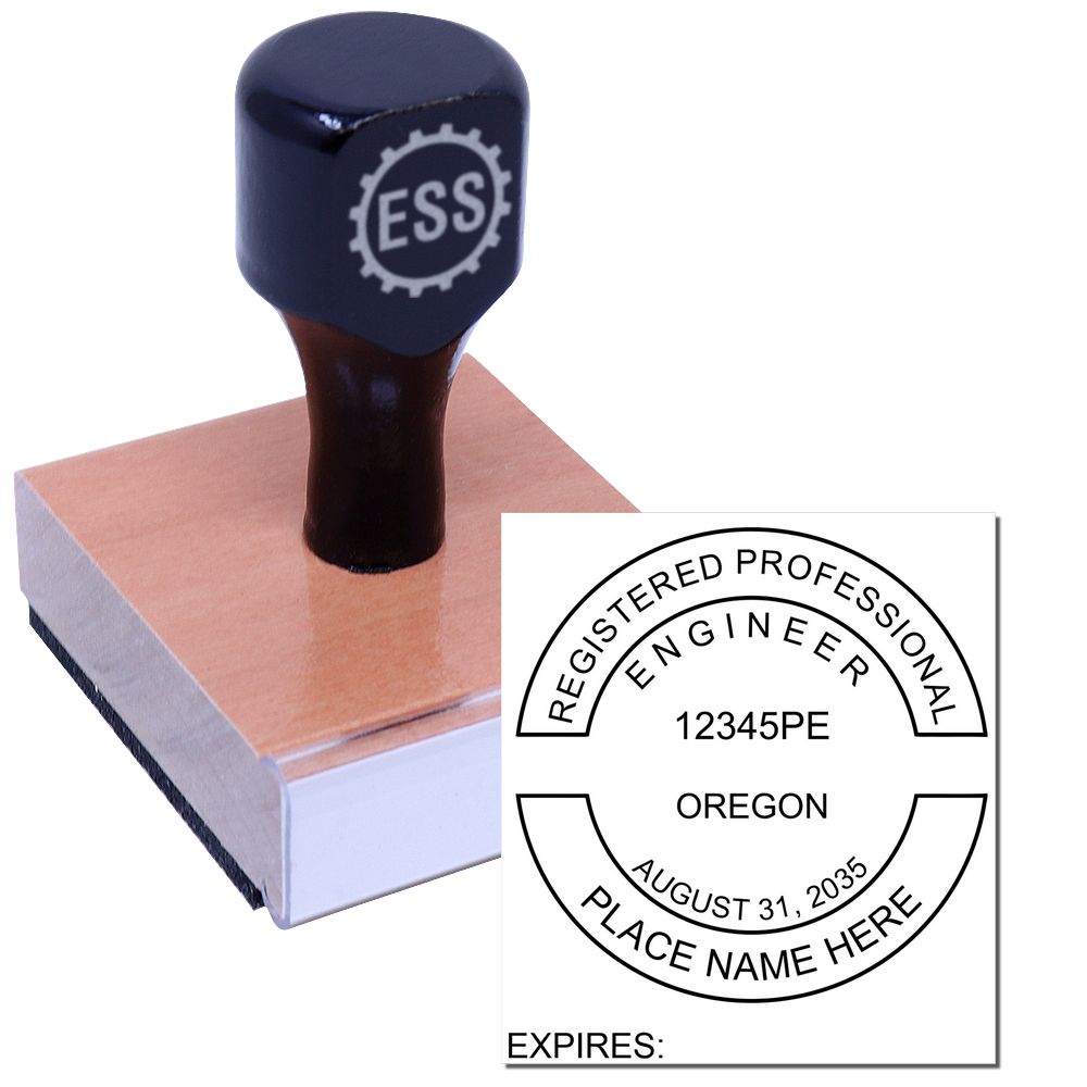 The main image for the Oregon Professional Engineer Seal Stamp depicting a sample of the imprint and electronic files