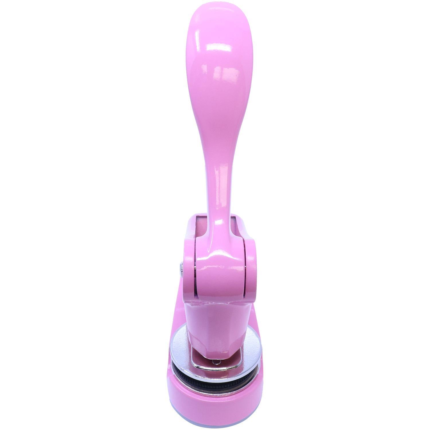 Pink Land Surveyor Gift Embosser with a 1-5/8 imprint, shown from an angled front view.