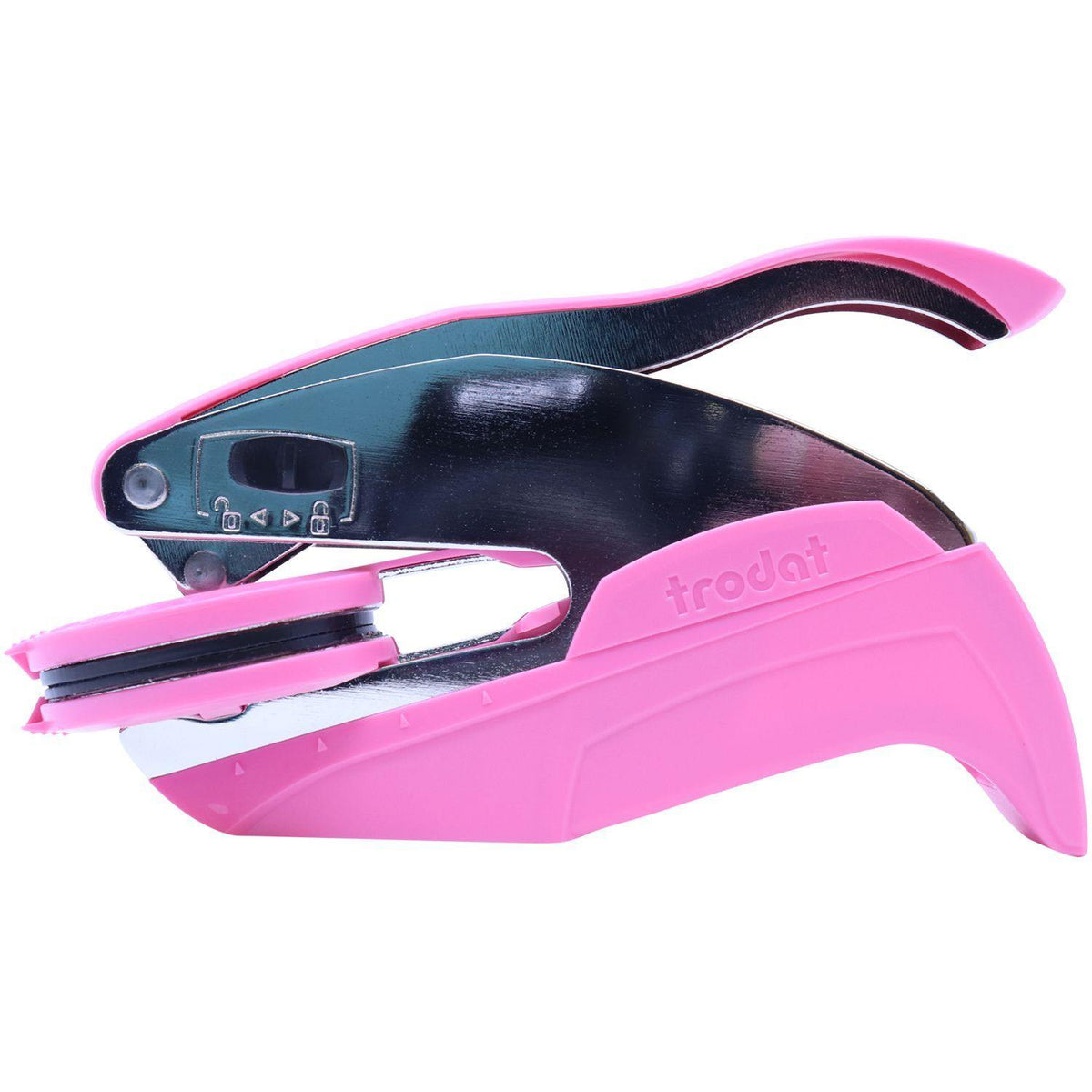 Pink Hybrid Seal Embosser With Pink Round Clip Side View