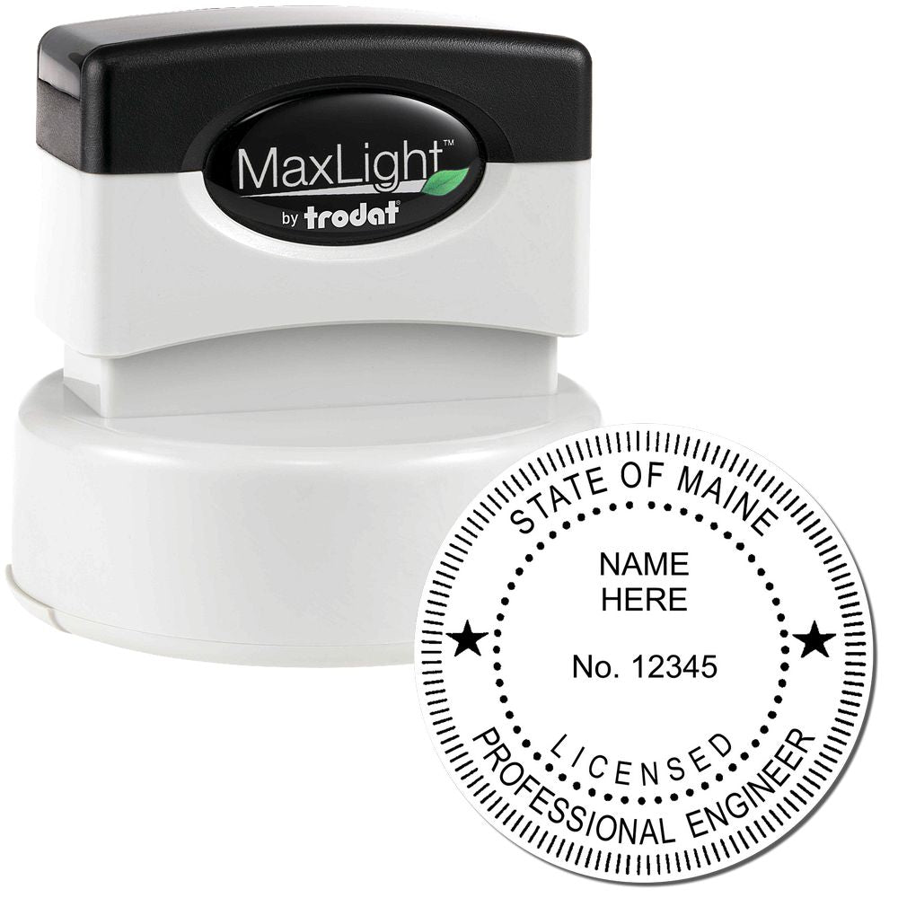 The main image for the Premium MaxLight Pre-Inked Maine Engineering Stamp depicting a sample of the imprint and electronic files