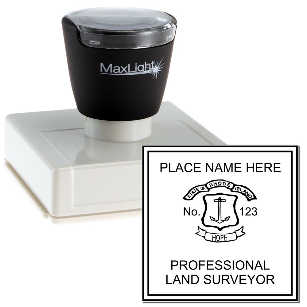 Premium MaxLight Pre-Inked Rhode Island Surveyors Stamp Main Image