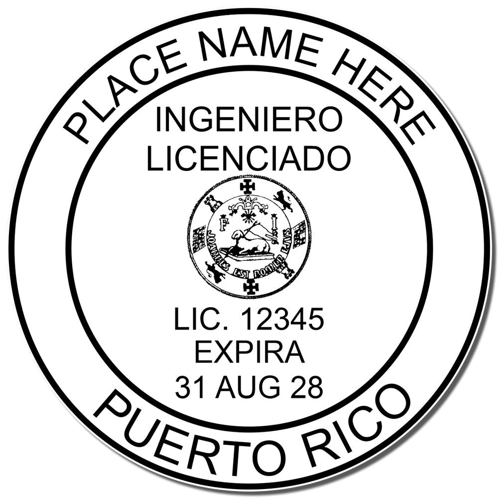 A stamped impression of the Premium MaxLight Pre-Inked Puerto Rico Engineering Stamp in this stylish lifestyle photo, setting the tone for a unique and personalized product.
