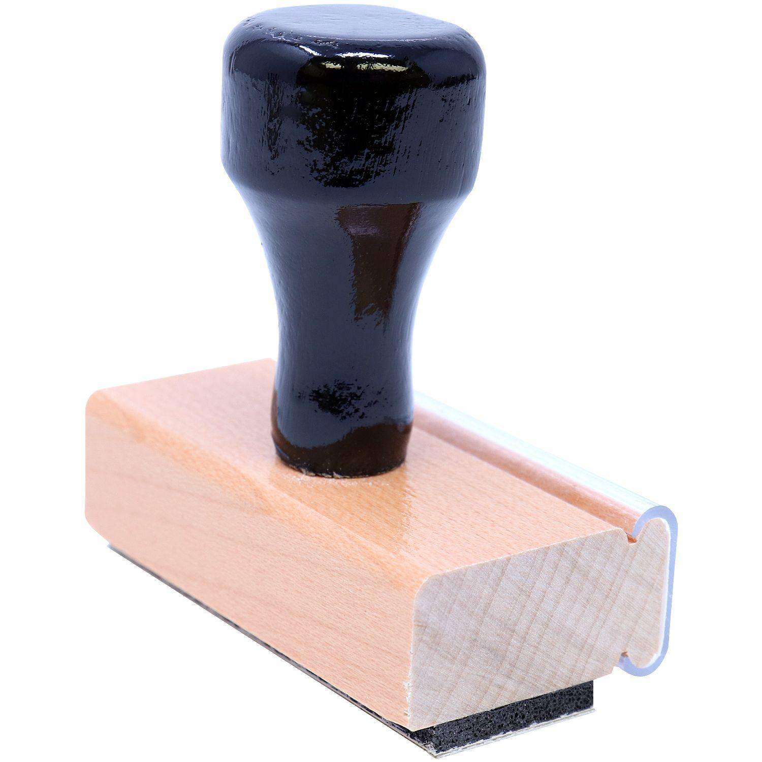 Large Outline Font Copy Rubber Stamp with a black handle and wooden base, angled view showing the rubber stamp surface and mount.