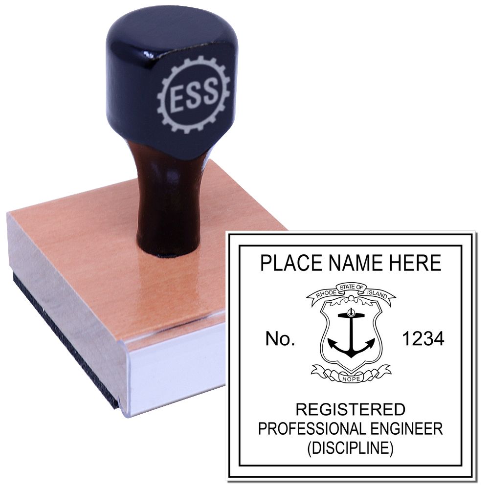 The main image for the Rhode Island Professional Engineer Seal Stamp depicting a sample of the imprint and electronic files