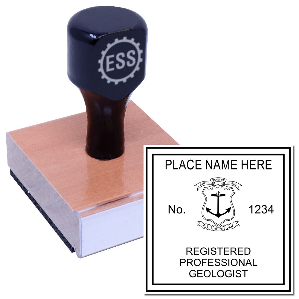 The main image for the Rhode Island Professional Geologist Seal Stamp depicting a sample of the imprint and imprint sample