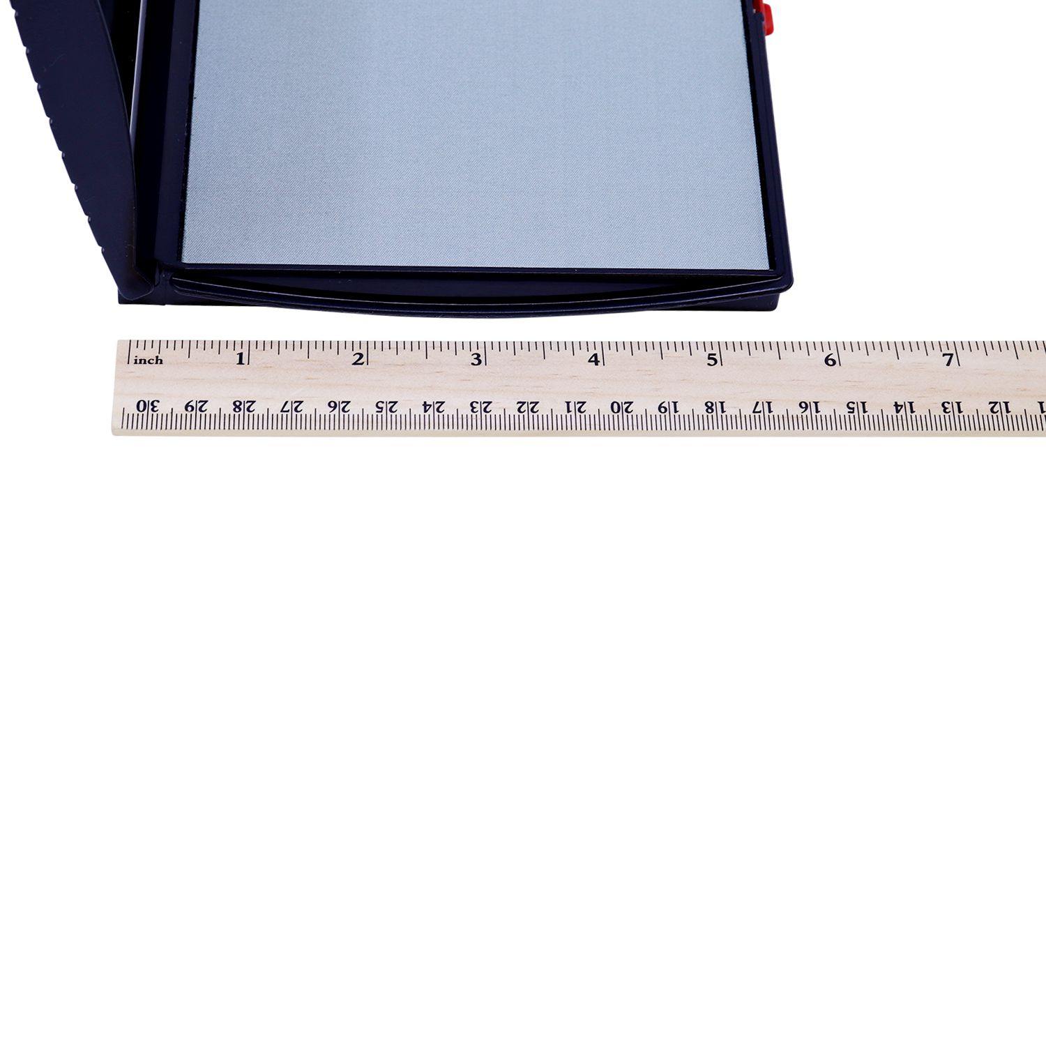 Rubber Stamp Ink Pad 3 Size 4-1/2 x 7-1/4 shown next to a ruler for scale, highlighting the dimensions of the ink pad.