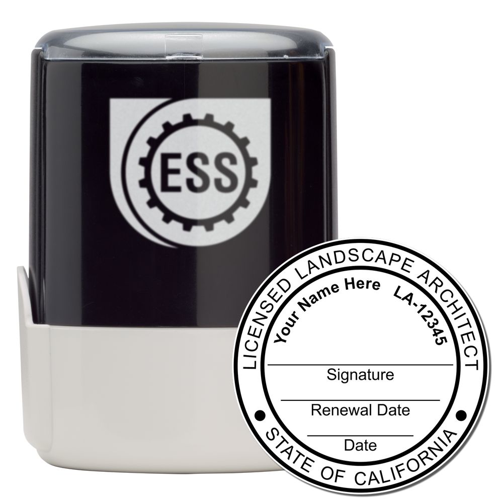 The main image for the Self-Inking California Landscape Architect Stamp depicting a sample of the imprint and electronic files