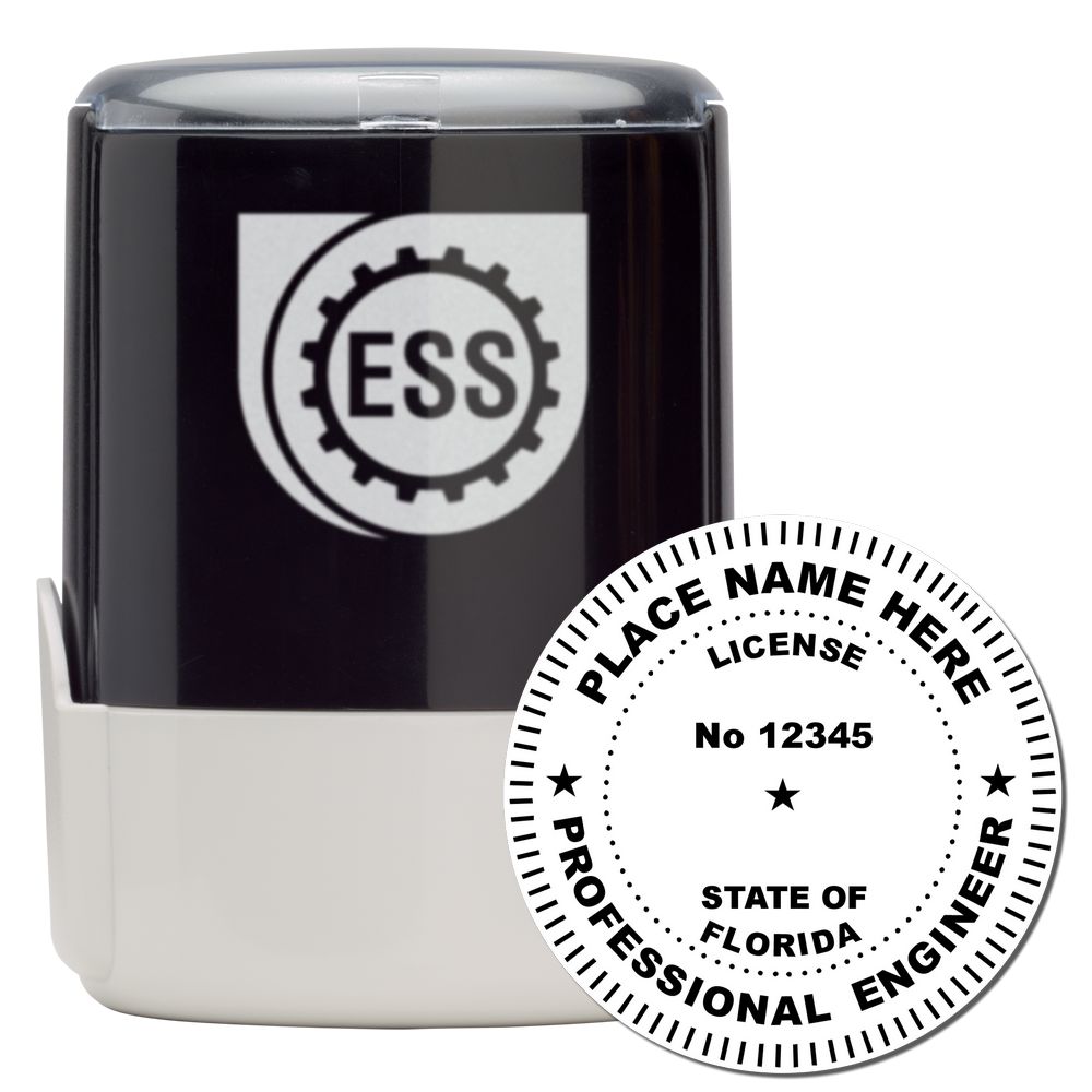 The main image for the Self-Inking Florida PE Stamp depicting a sample of the imprint and electronic files