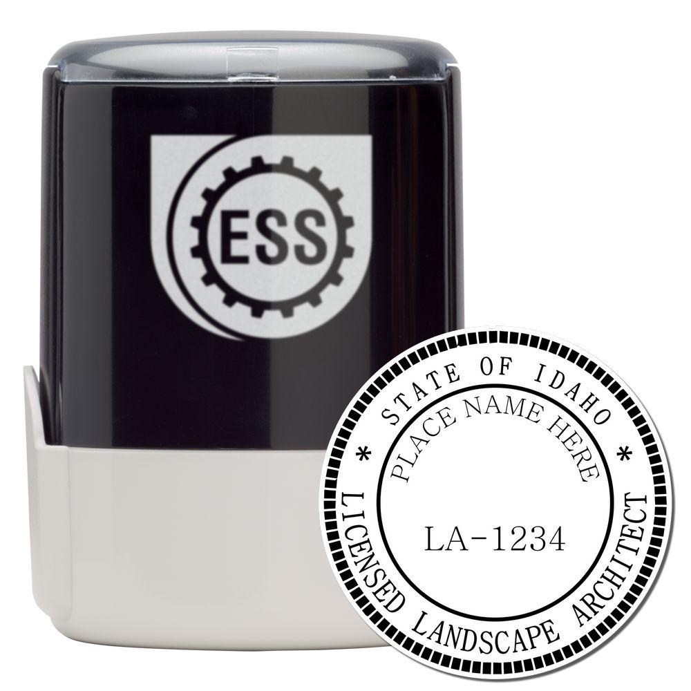 The main image for the Self-Inking Idaho Landscape Architect Stamp depicting a sample of the imprint and electronic files