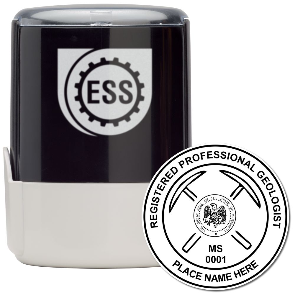 The main image for the Self-Inking Mississippi Geologist Stamp depicting a sample of the imprint and imprint sample