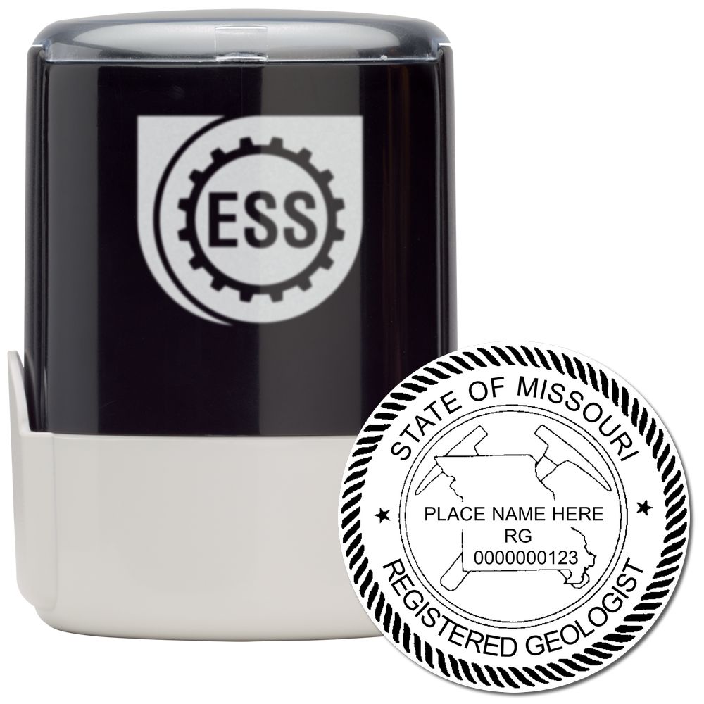 The main image for the Self-Inking Missouri Geologist Stamp depicting a sample of the imprint and imprint sample