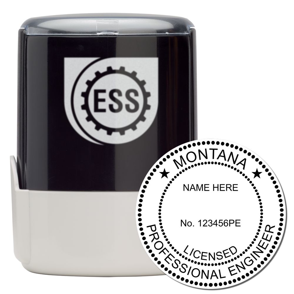 The main image for the Self-Inking Montana PE Stamp depicting a sample of the imprint and electronic files