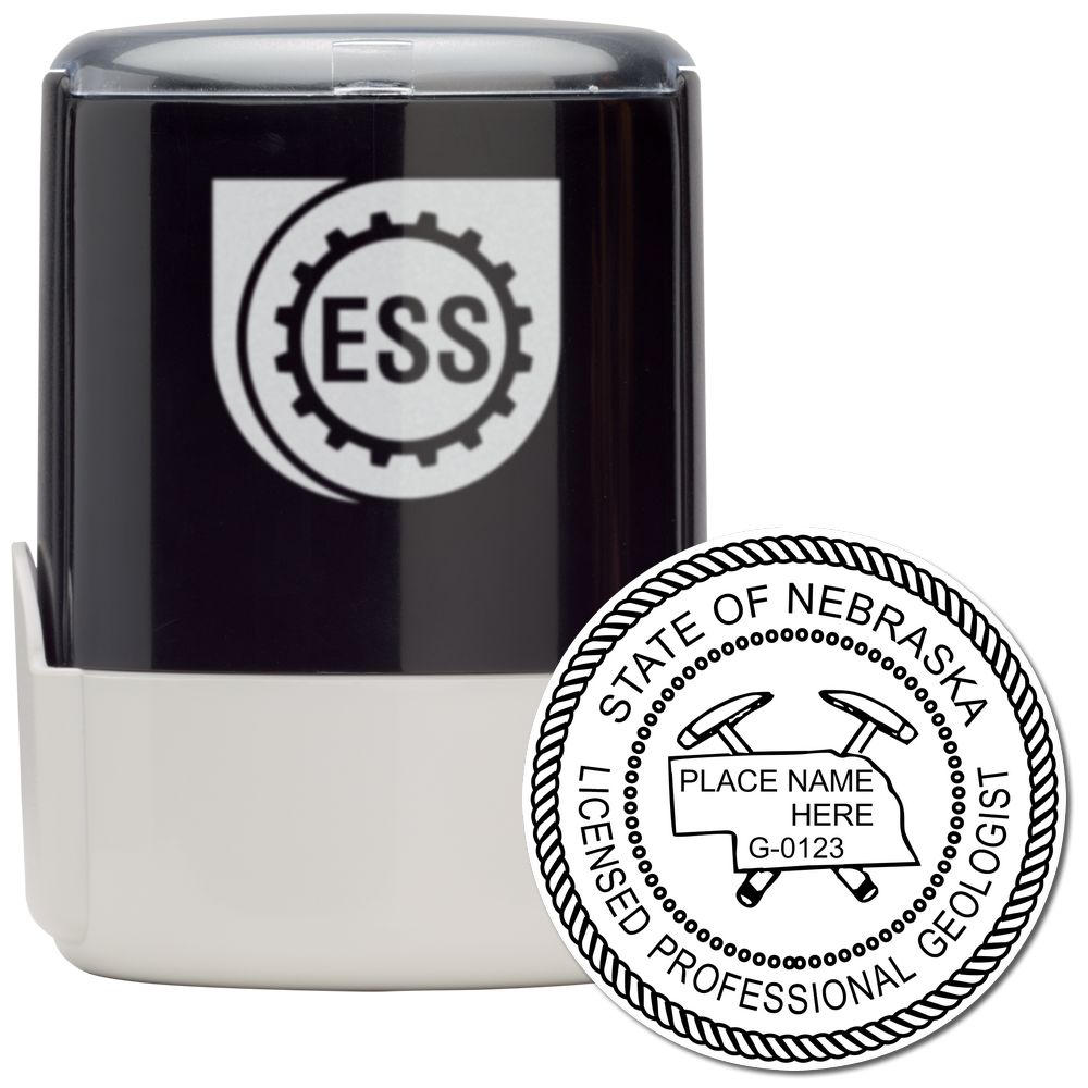 The main image for the Self-Inking Nebraska Geologist Stamp depicting a sample of the imprint and imprint sample