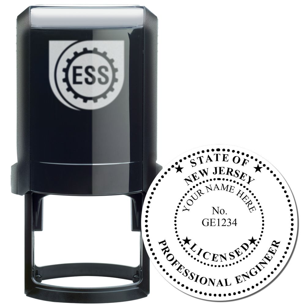 The main image for the Self-Inking New Jersey PE Stamp depicting a sample of the imprint and electronic files