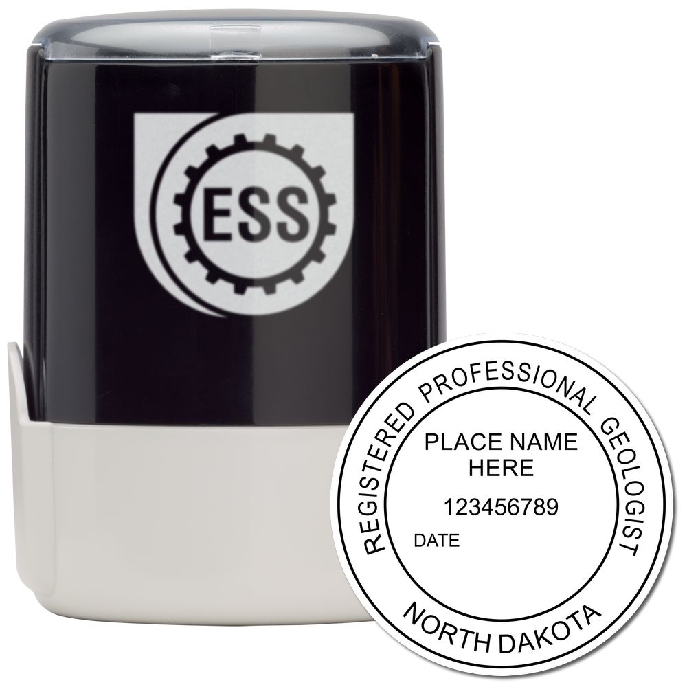 The main image for the Self-Inking North Dakota Geologist Stamp depicting a sample of the imprint and imprint sample