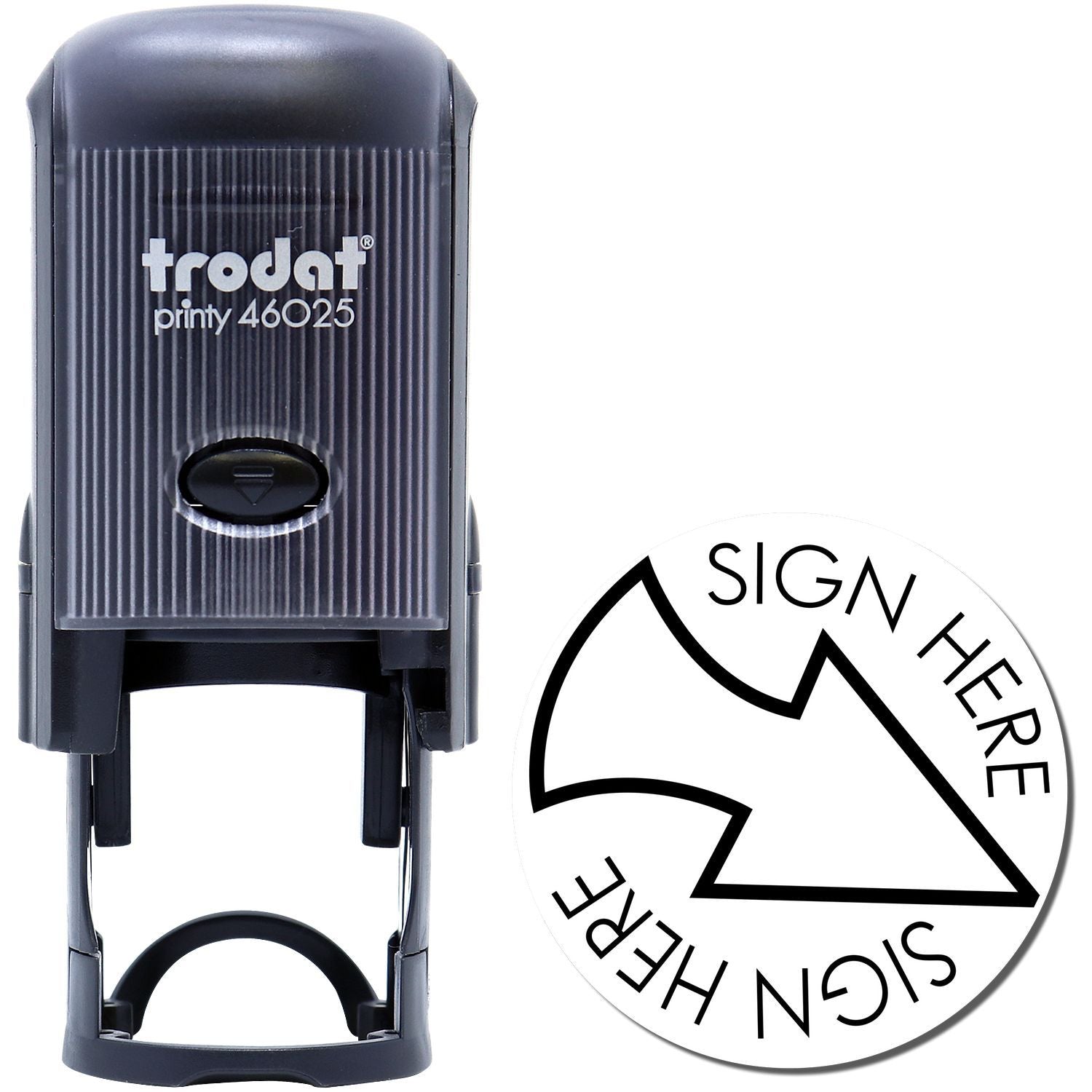 Self-Inking Round Sign Here with Arrow Stamp Main Image