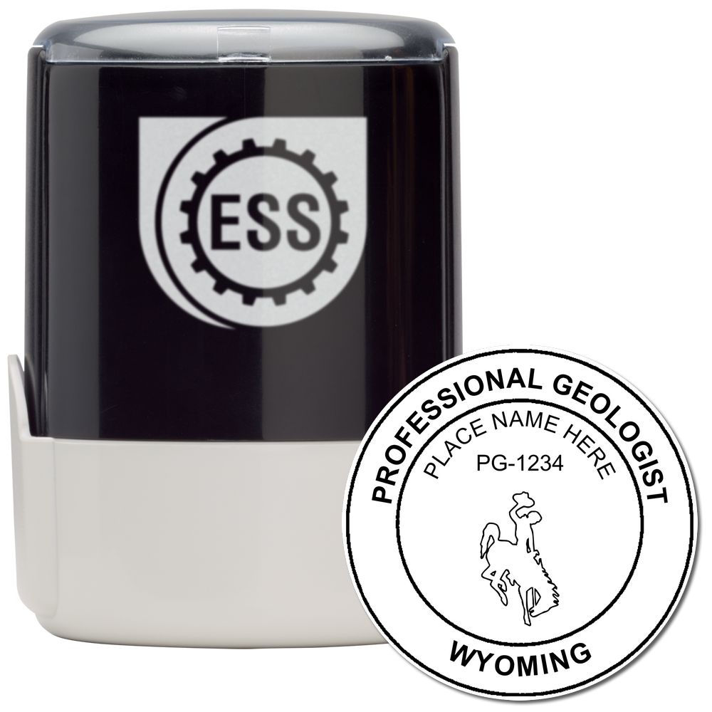 The main image for the Self-Inking Wyoming Geologist Stamp depicting a sample of the imprint and imprint sample
