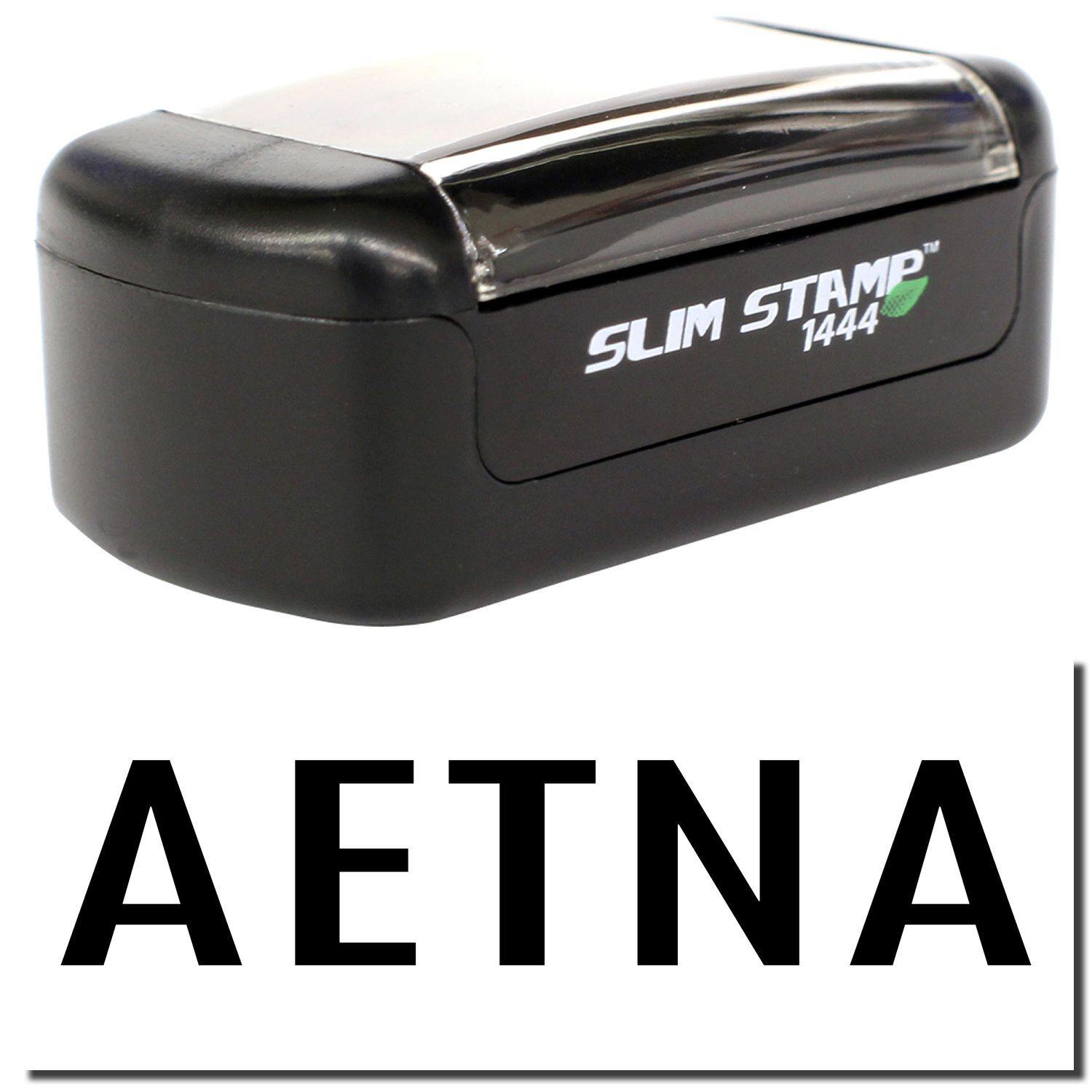 A stock office pre-inked stamp with a stamped image showing how the text AETNA is displayed after stamping.