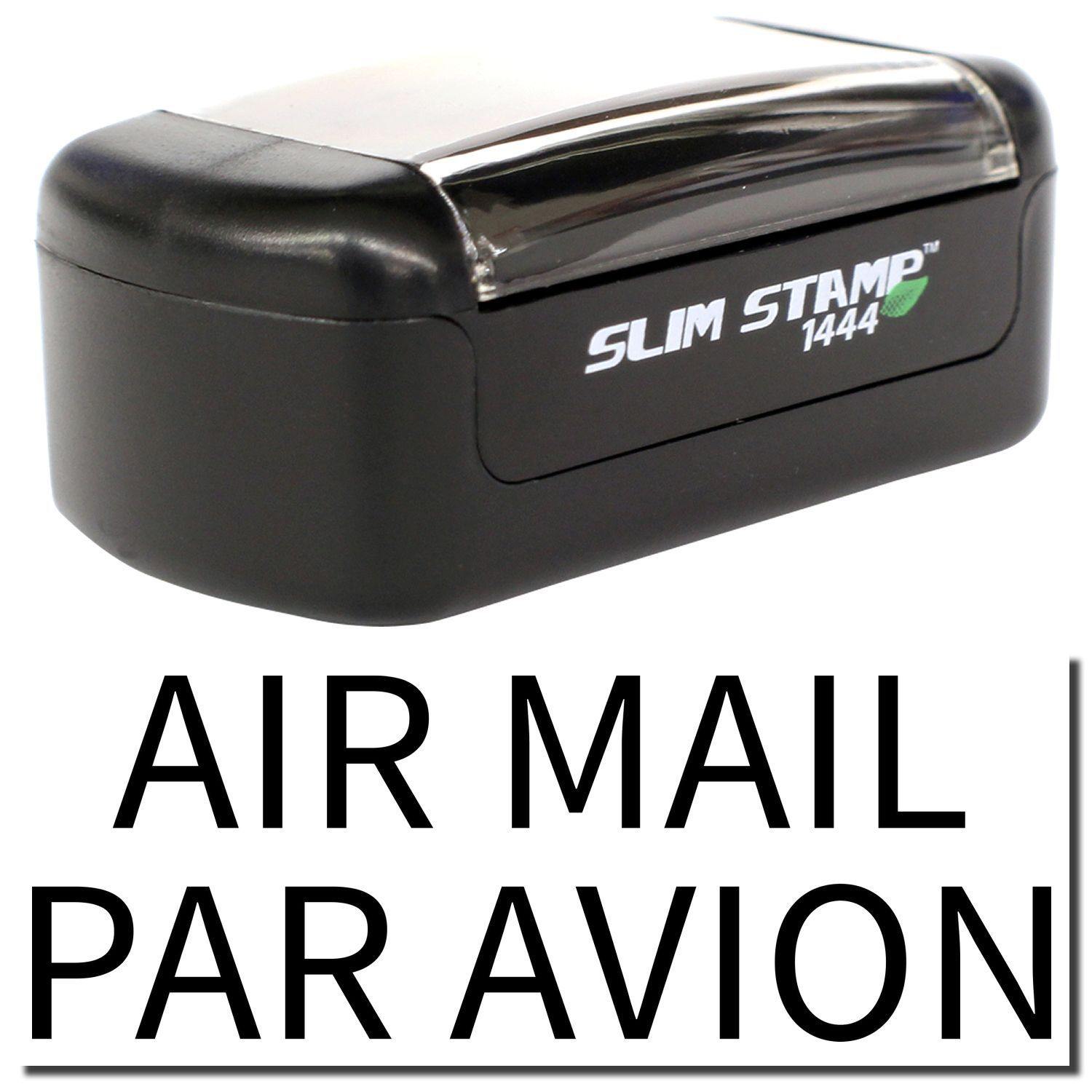 A stock office pre-inked stamp with a stamped image showing how the text AIR MAIL PAR AVION is displayed after stamping.