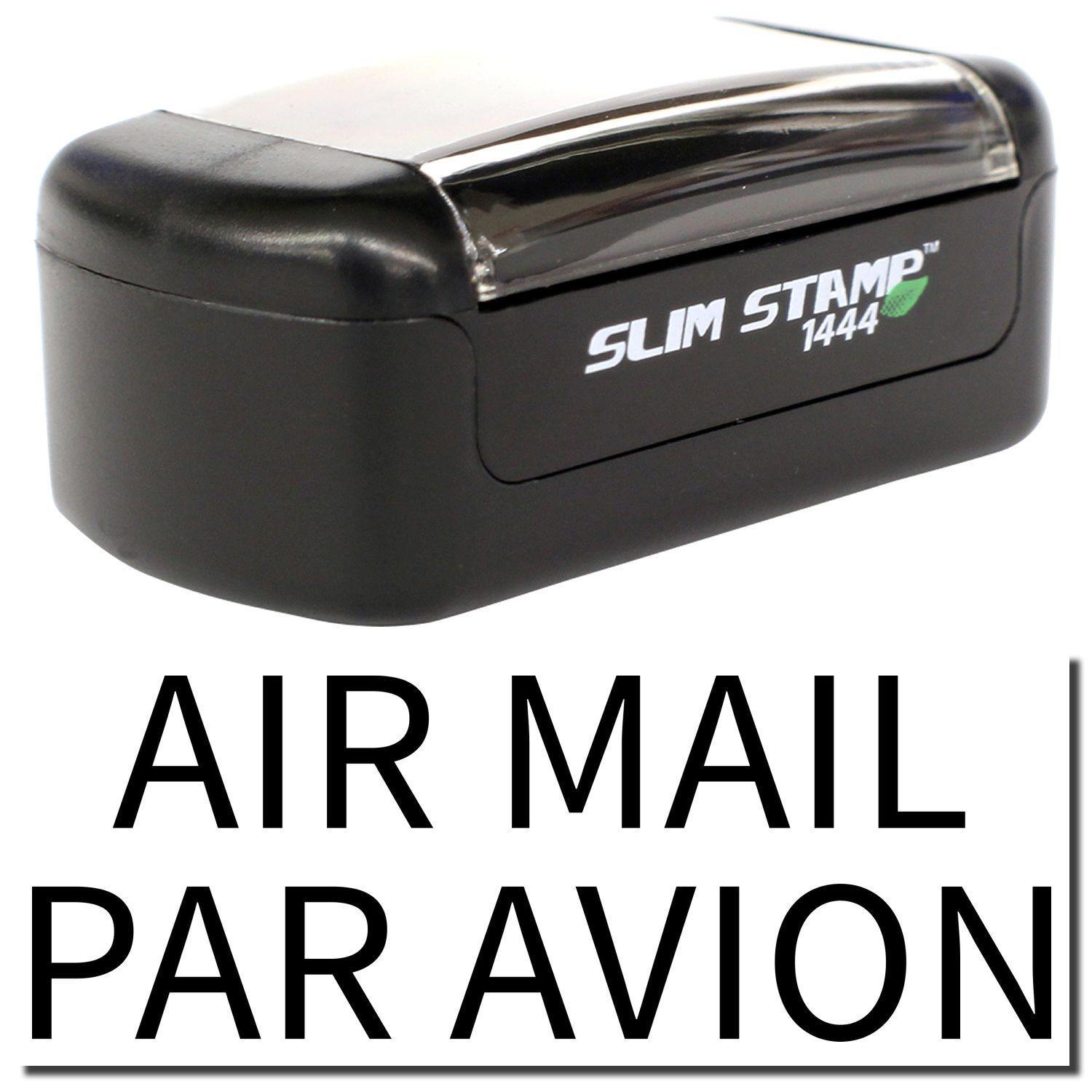 A stock office pre-inked stamp with a stamped image showing how the text "AIR MAIL PAR AVION" is displayed after stamping.
